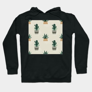 Cactus and succulent in ceramic pots. Pastel pattern Hoodie